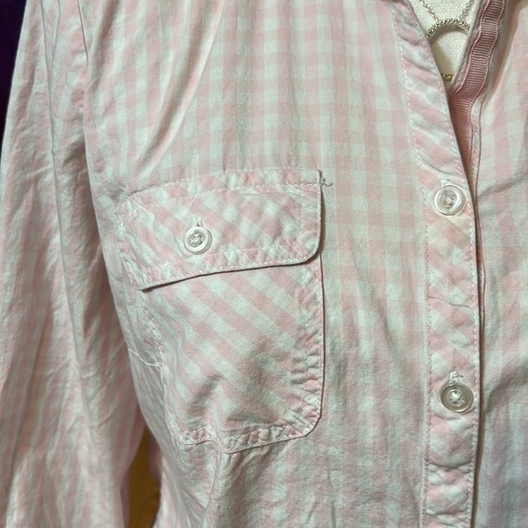Pink gingham check blouse, sz M, C&B - Picture 2 of 7